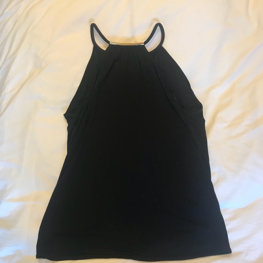 Gucci Black Halter Top with Gold Metal Detail
